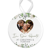 Personalised Memorial Christmas Bauble | Memory Ornament | Memorial Keepsake Christmas Bauble | Memorial Photo Ceramic Christmas Bauble - In Our Hearts Floral